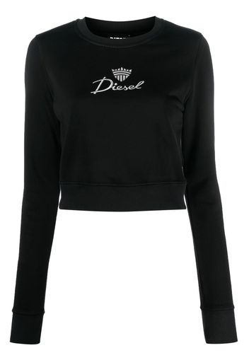 Diesel logo-embroidered long-sleeved top - Nero