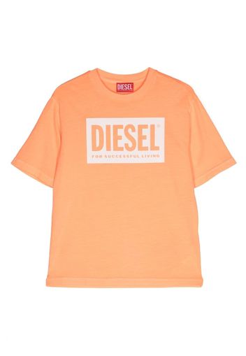 Diesel Kids logo-print cotton T-shirt - Arancione