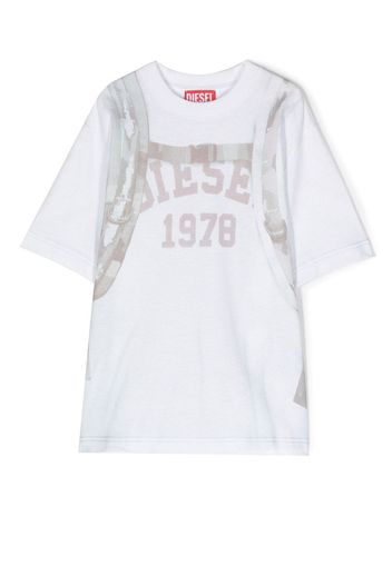 Diesel Kids trompe l'oeil print T-shirt - Toni neutri