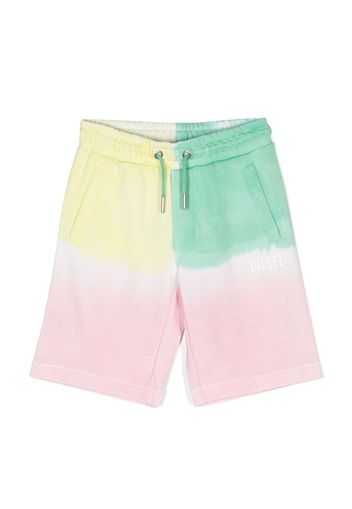 Diesel Kids Shorts sportivi con fantasia tie-dye - Verde