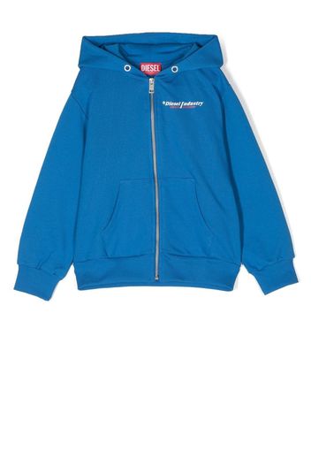 Diesel Kids logo-print zip-up hoodie - Blu