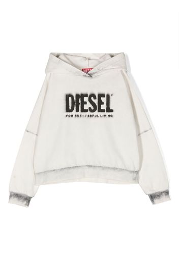 Diesel Kids logo-print hoodie - Bianco