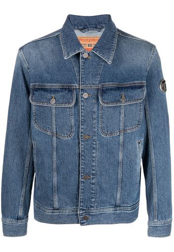 Diesel logo-plaque denim jacket - Blu