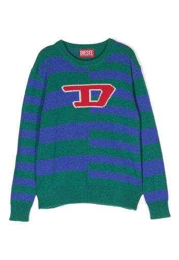 Diesel Kids Felpa a righe con logo - Verde