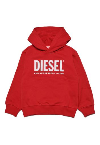 Diesel Kids Lsfort Di logo-print hoodie - Rosso