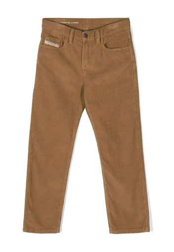 Diesel Kids logo-patch corduroy trousers - Marrone