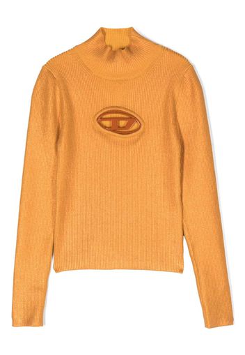 Diesel Kids Maglione a collo alto con placca logo - Arancione