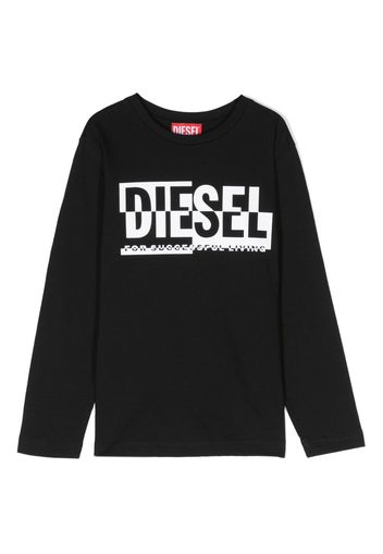 Diesel Kids logo-print cotton sweatshirt - Nero