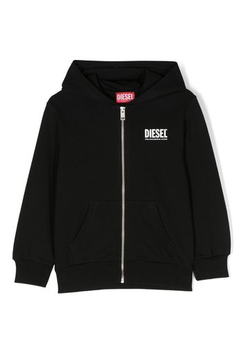 Diesel Kids logo-print zip-up hoodie - Nero