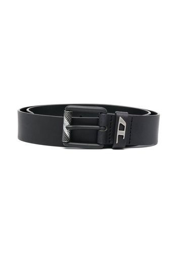 Diesel Kids logo-plaque leather belt - Nero