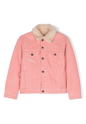 Diesel Kids Giacca Jresky a coste con collo in shearling - Rosa