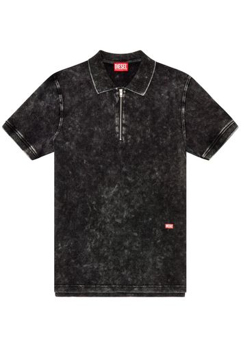 Diesel T-Smith-Zip acid-washed polo shirt - Nero