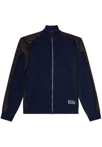 Diesel logo-patch zip-up cardigan - Blu