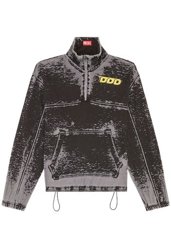 Diesel Felpa oversize con zip - Grigio