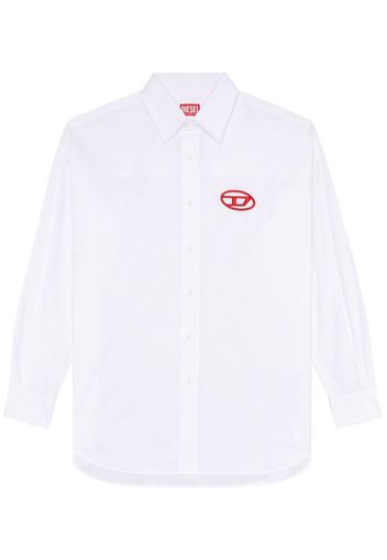 Diesel logo-embroidered organic-cotton shirt - Bianco