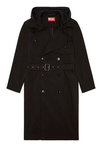 Diesel double-breasted hooded trench coat - Nero