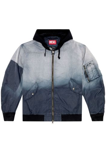 Diesel ombré-effect hooded bomber jacket - Blu