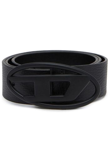 Diesel logo-buckle reversible leather belt - Nero