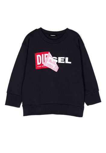 Diesel Kids logo-print cotton sweatshirt - Blu