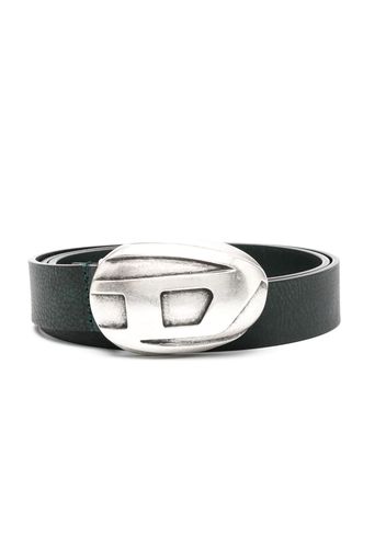 Diesel logo-buckle leather belt - Verde