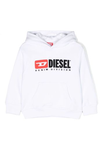 Diesel Kids logo-embroidered cotton hoodie - Bianco
