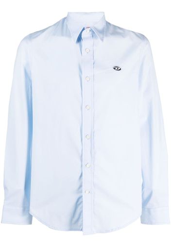 Diesel logo-patch long-sleeve shirt - Blu