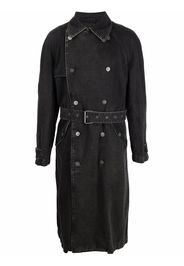 Diesel double-breasted denim trench coat - Nero