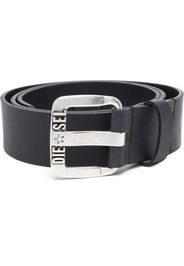 Diesel logo-buckle buffalo leather belt - Nero