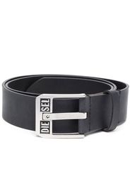 Diesel logo-buckle buffalo leather belt - Nero