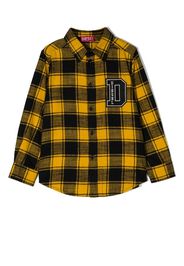 Diesel Kids checked logo-patch shirt - Giallo