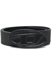 Diesel logo-buckle leather belt - Nero