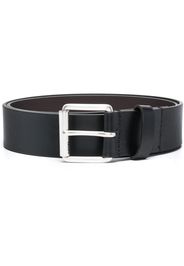 Diesel square buckle logo embossed leather belt - Nero