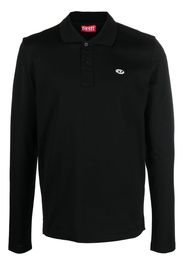 Diesel logo embroidered long-sleeve polo shirt - Nero