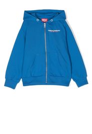 Diesel Kids logo-print zip-up hoodie - Blu