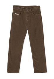 Diesel Kids logo-patch corduroy trousers - Verde