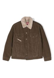 Diesel Kids Giacca Jresky a coste con collo in shearling - Verde