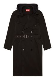 Diesel double-breasted hooded trench coat - Nero