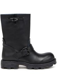 Diesel logo-buckle leather boots - Nero