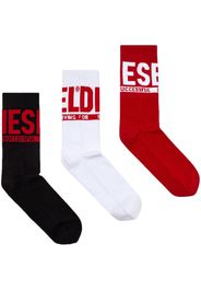 Diesel logo-print socks pack of three - Rosso