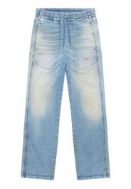 Diesel logo-embroidered wide-leg jeans - Blu