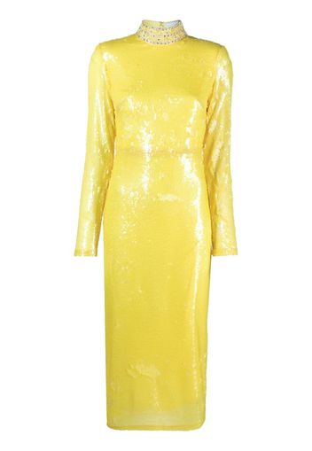 Dina Melwani Abito midi con paillettes - Giallo