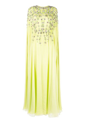 Dina Melwani embroidered-detail long silk dress - Verde