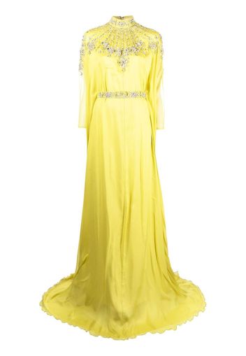 Dina Melwani high-neck gown dress - Verde