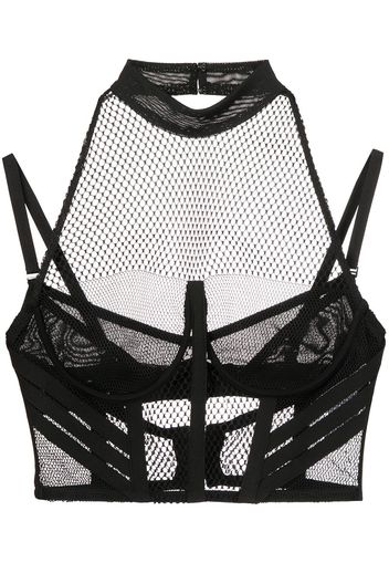 Dion Lee net-lace layered bra top - Nero