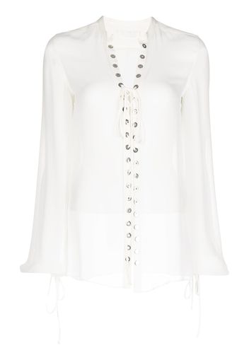 Dion Lee eyelet sheer lace top - Bianco