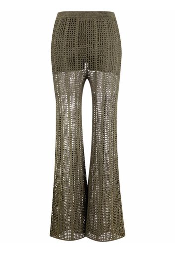 Dion Lee crochet-design flared trousers - Verde