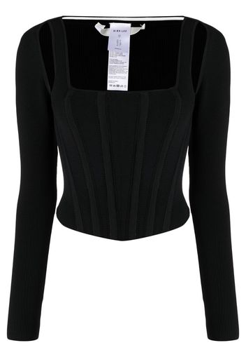 Dion Lee pointelle long-sleeve corset top - Nero