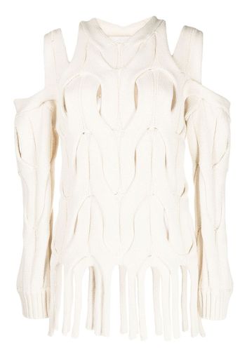 Dion Lee cable-knit fringed jumper - Bianco