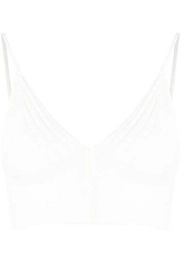 DION LEE distressed knitted bralette top - Bianco