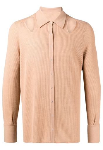 Dion Lee wool-blend rib pointelle shirt - Marrone